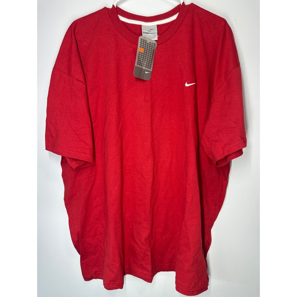 Vintage Y2K Nike Small Swoosh Red Plain Basic T-Shirt Short Sleeve - 3XL
